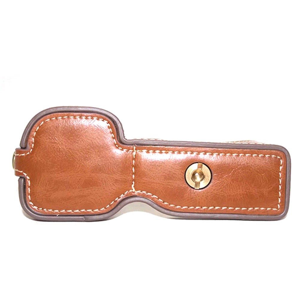 For Sony ZV-E10 Camera PU Leather Bottom Case Battery Opening Design Half Body Protective Cover with Hand Strap - Brown-3