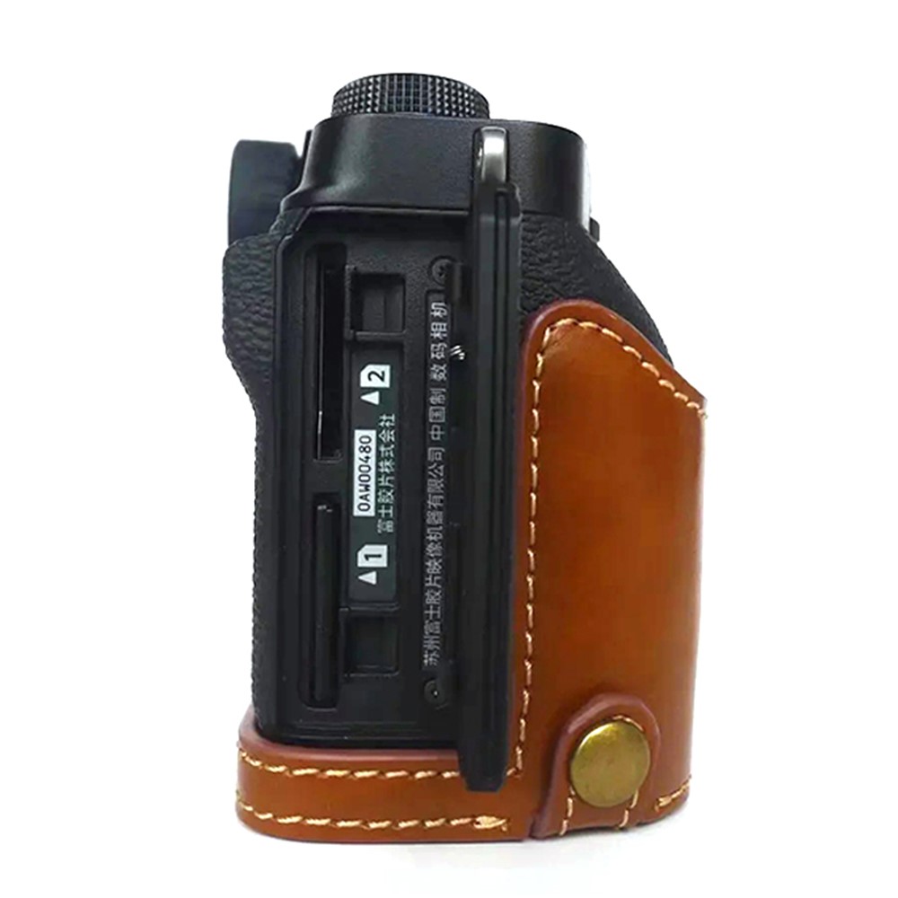 For Fujifilm X-T4 Digital Camera PU Leather Protective Bottom Case Anti-scratch Half Body Cover with Battery Opening - Brown-3