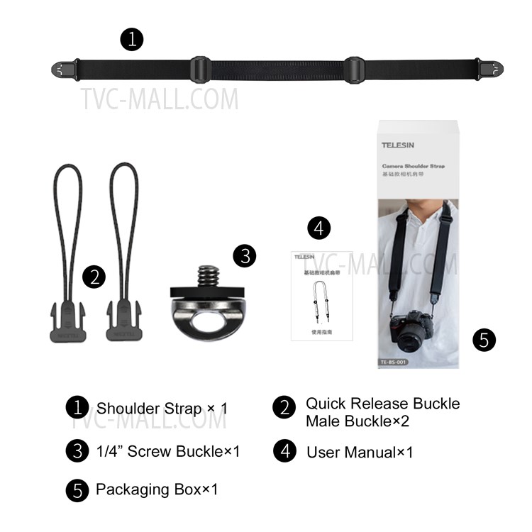 TELESIN TE-BS-001 DSLR Camera Strap Quick Release Adjustable Nylon Neck Shoulder Strap-13