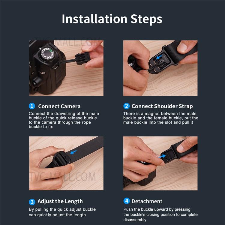 TELESIN TE-BS-001 DSLR Camera Strap Quick Release Adjustable Nylon Neck Shoulder Strap-9