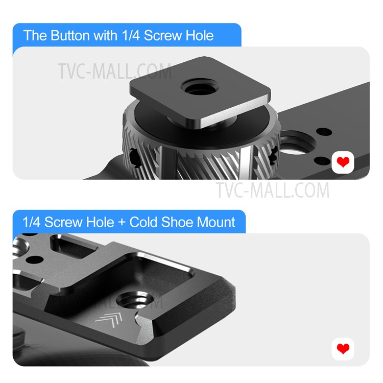 TELESIN TE-CEB-002 Aluminum Alloy Cold Shoe Mounting Adapter Bracket 1/4 3/8 Screw Hole Cold Shoe Extension Bar for GoPro Camera-5