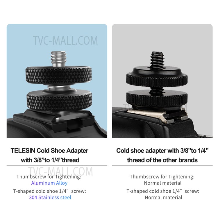 TELESIN TE-CS-001 1/4 Metal Cold Shoe Mount Adapter for GoPro Action Camera DSLR Photography Accessories-4