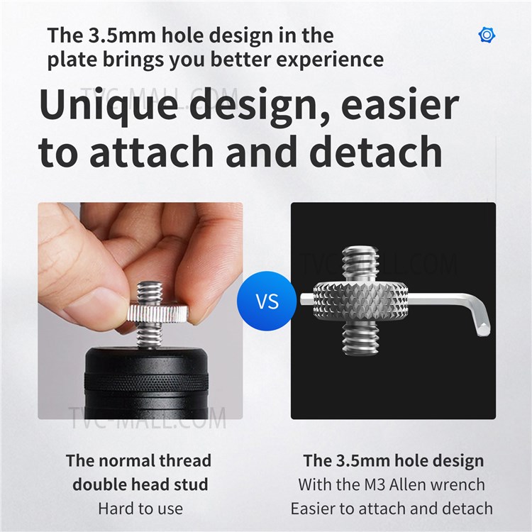 TELESIN TE-DHS-001 2Pcs Stainless Steel Double-headed 1/4 inch Male Screw Thread Convert Adapter for Camera Tripod Light Stand-4