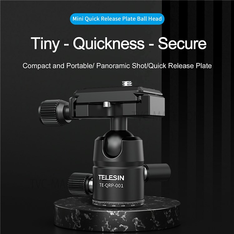 TELESIN TE-QRP-001 25mm Ball Head 360 Degrees Rotating Metal Panoramic Camera Gimbal with Quick Release Plate Tripod Accessories-3