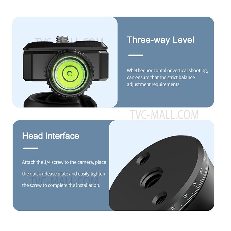 TELESIN TE-QRP-001 25mm Ball Head 360 Degrees Rotating Metal Panoramic Camera Gimbal with Quick Release Plate Tripod Accessories-4