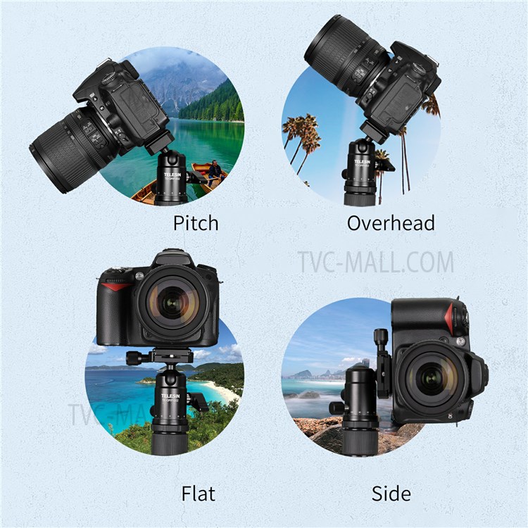 TELESIN TE-QRP-001 25mm Ball Head 360 Degrees Rotating Metal Panoramic Camera Gimbal with Quick Release Plate Tripod Accessories-7