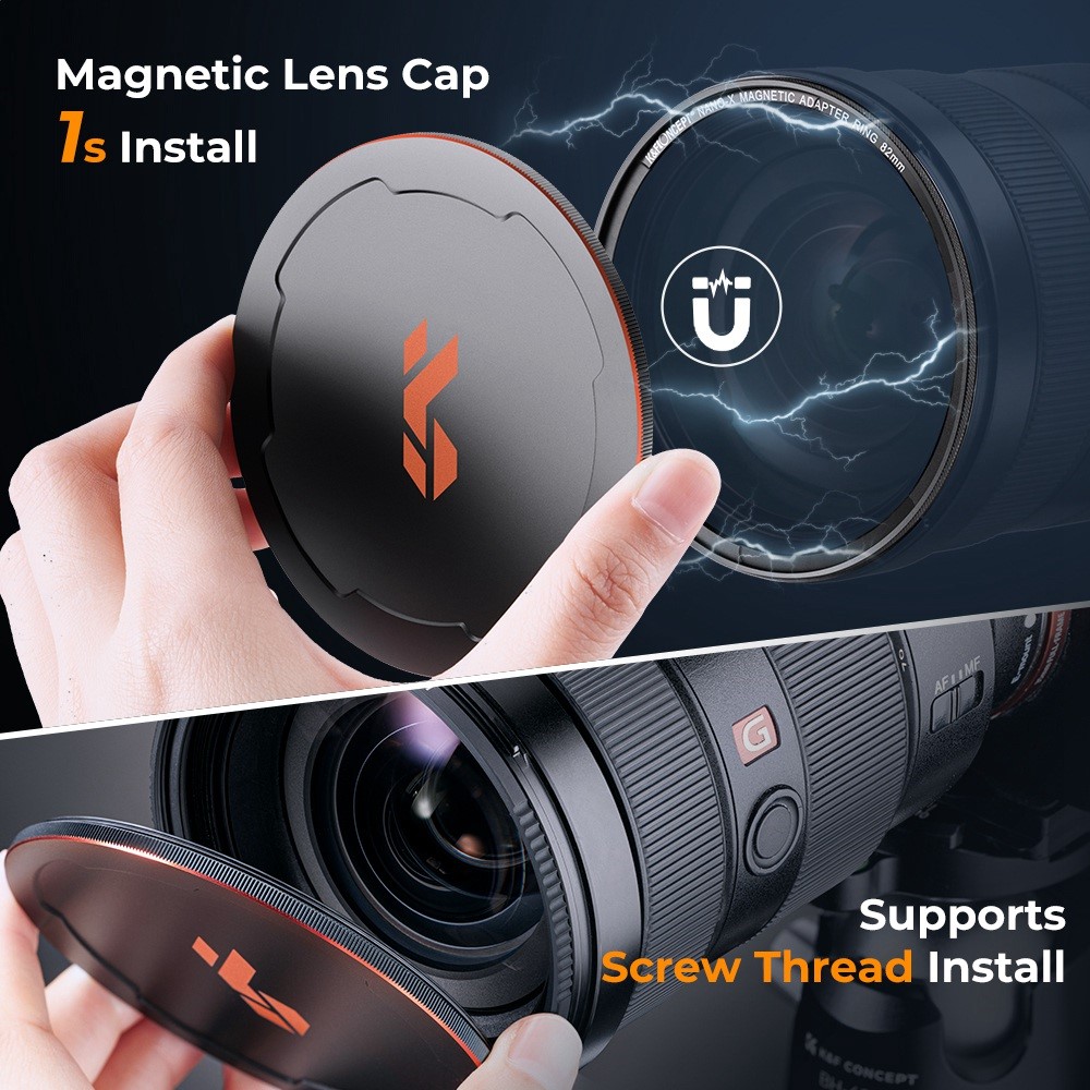 K&F CONCEPT 82mm Magnetic Pluggable ND64 Lens Filter 6-Stop Neutral Density Quick-Release Filter Waterproof Anti-Scratch Multi-Layer Coated Lens Filter-11
