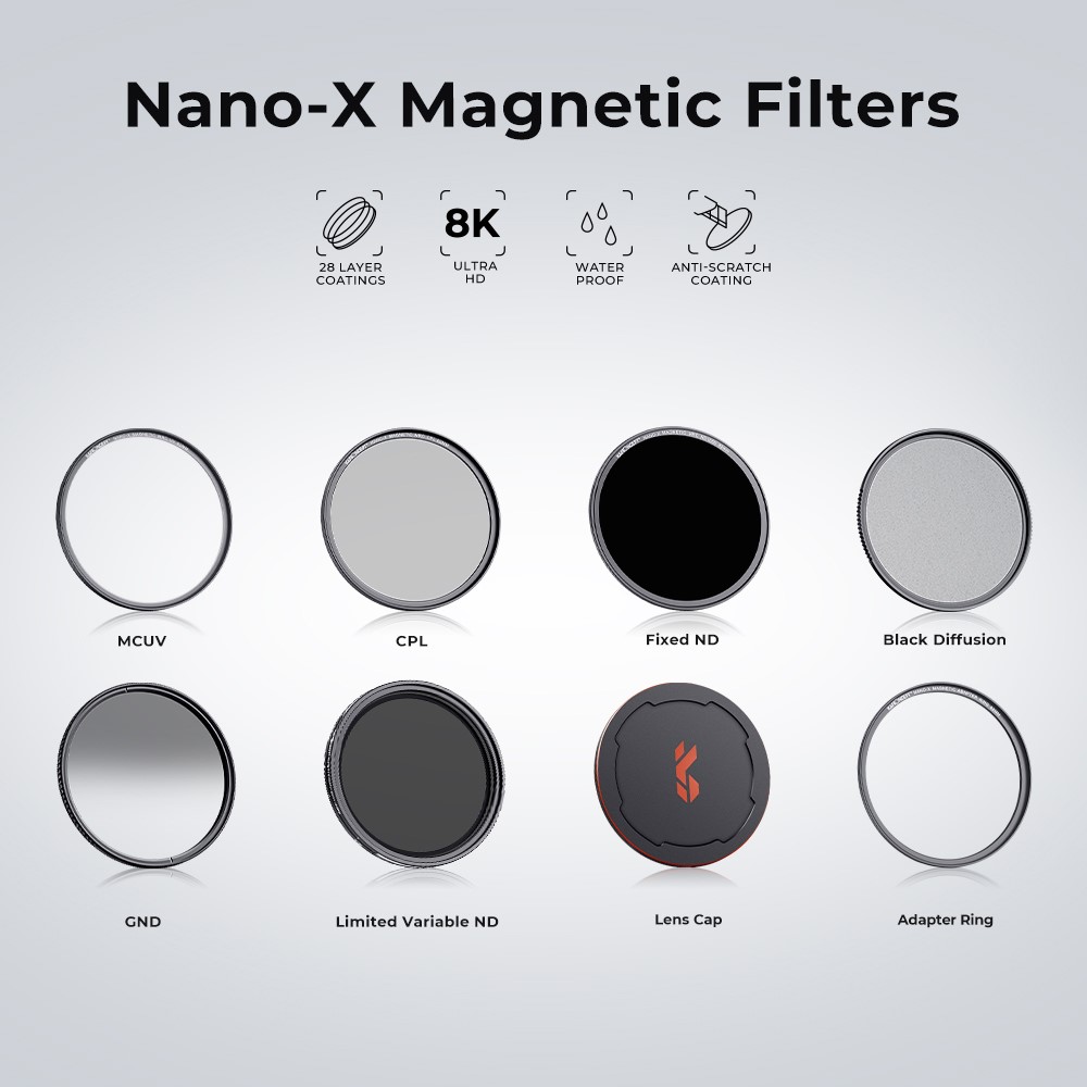 K&F CONCEPT 82mm Magnetic Pluggable ND64 Lens Filter 6-Stop Neutral Density Quick-Release Filter Waterproof Anti-Scratch Multi-Layer Coated Lens Filter-9
