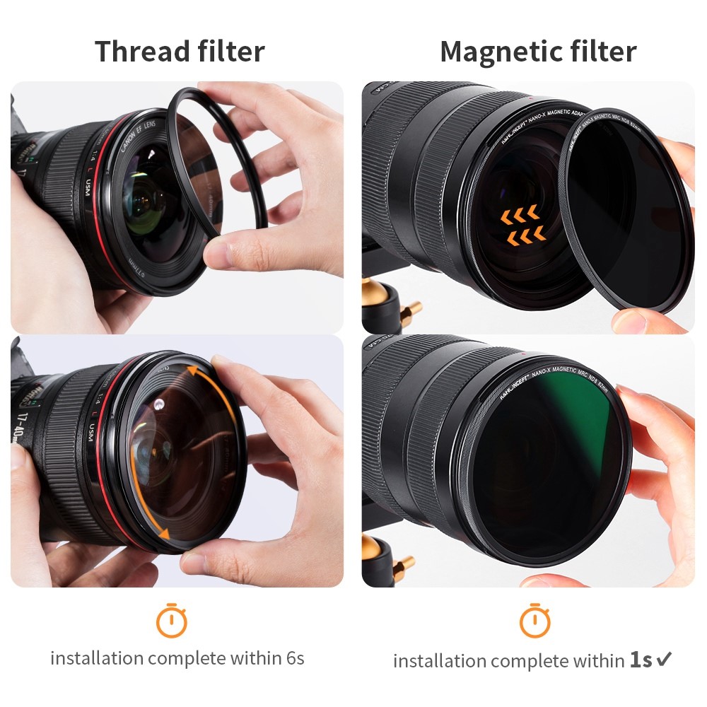K&F CONCEPT 82mm Magnetic ND8 Lens Filter Anti-Scratch Multi-Layer Coated Filter Waterproof Quick-Release 3-Stop Neutral Density Lens Filter-13