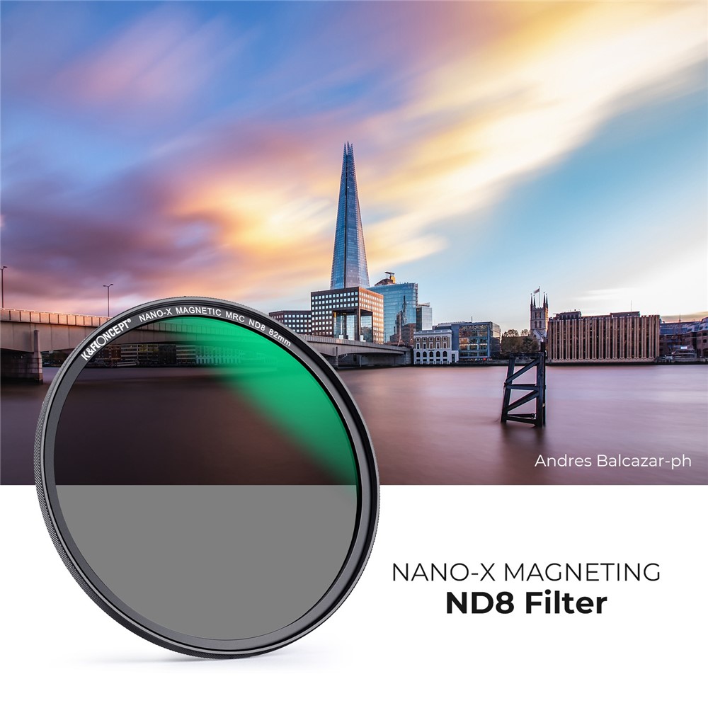 K&F CONCEPT 82mm Magnetic ND8 Lens Filter Anti-Scratch Multi-Layer Coated Filter Waterproof Quick-Release 3-Stop Neutral Density Lens Filter-4