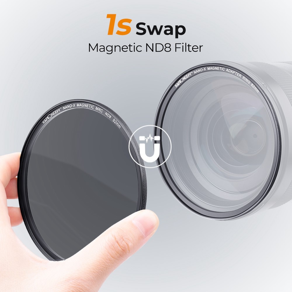 K&F CONCEPT 82mm Magnetic ND8 Lens Filter Anti-Scratch Multi-Layer Coated Filter Waterproof Quick-Release 3-Stop Neutral Density Lens Filter-6