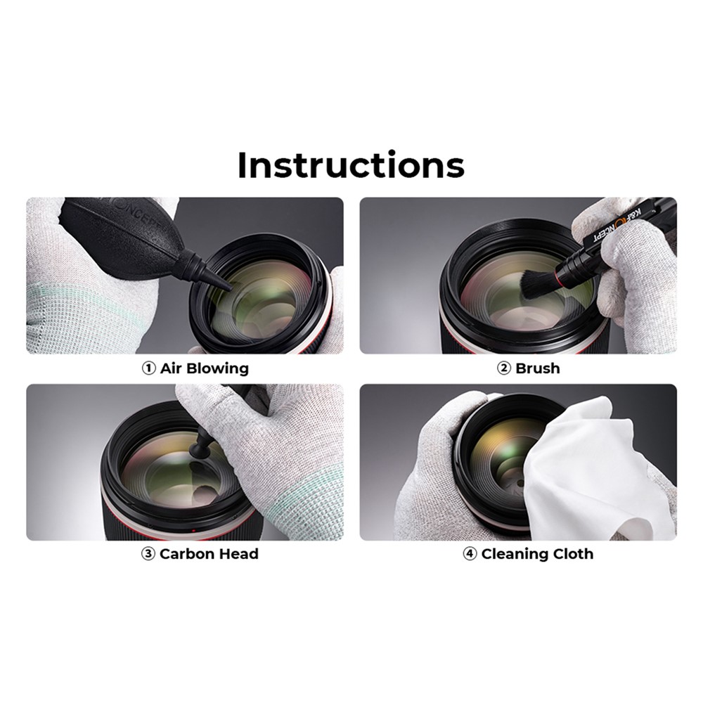 K&F CONCEPT 4Pcs / Set Camera Cleaning Kits Air Blower+Lens Cleaning Pen+Cleaning Cloth for Camera Lenses / Filters / Sensor / Screen-9