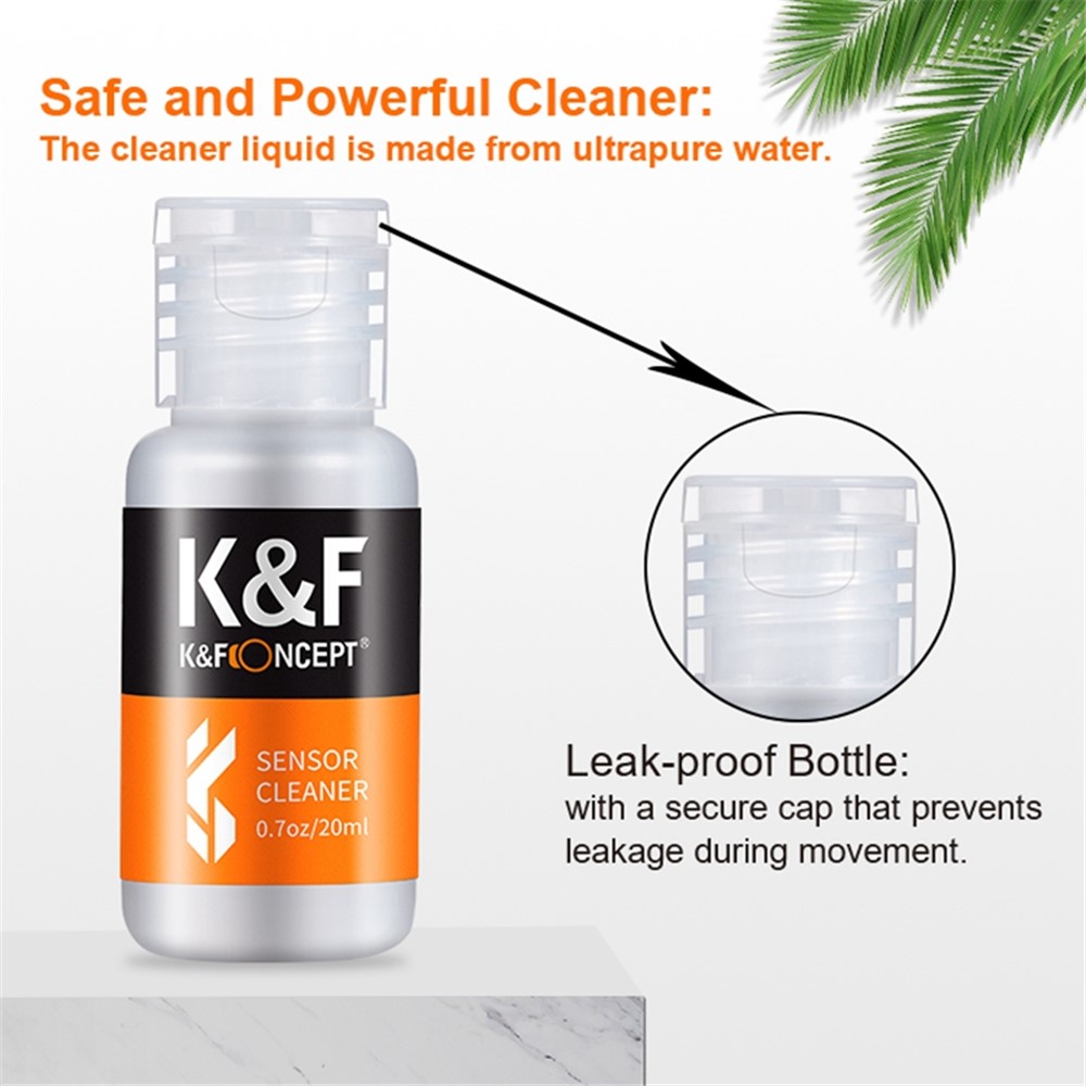 K&F CONCEPT 10Pcs 16mm Cleaner Swab + 20ml Cleaning Liquid for APS-C Sensor DSLR Camera Lens Cleaning Kit-5
