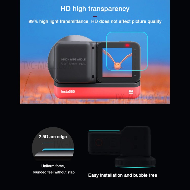 ?Tempered Glass Film Set Screen Film Leica 1-Inch Wide Angle Lens Film for Insta360 ONE R-4