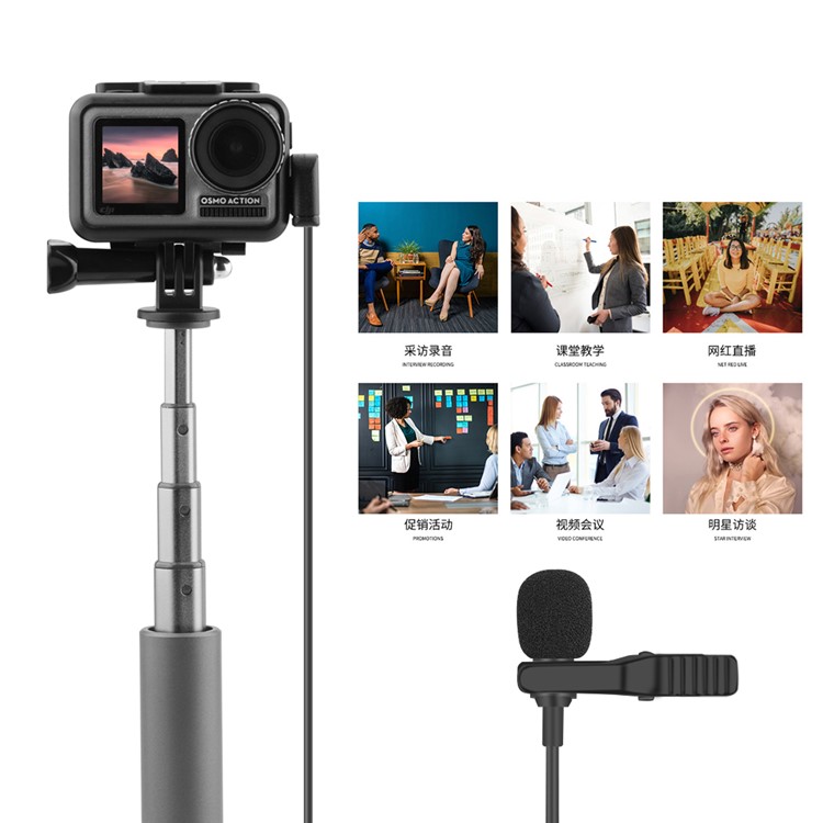 Portable 3.5mm Mini Mic Hands Free Lavalier Recording Clip-on Microphone Mini Audio Mic for OSMO POCKET/OSMO ACTION-6