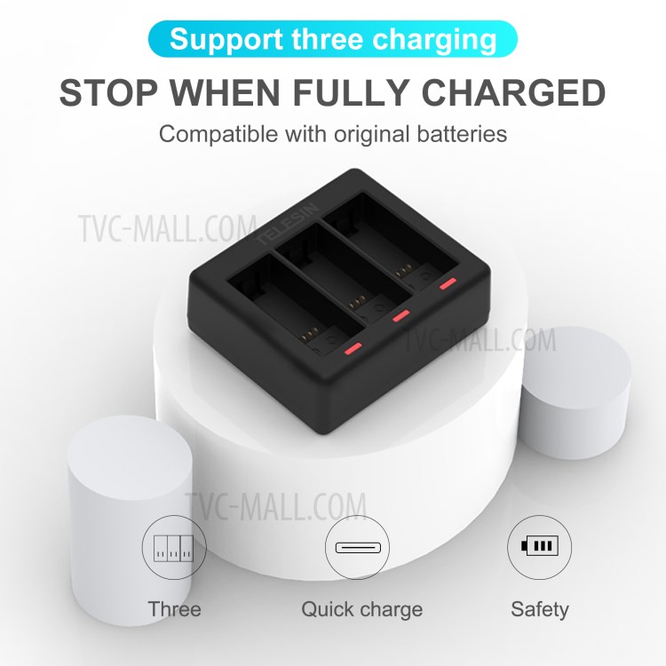 Triple Channel Battery Charger with Type-C Charging Cable for GoPro Hero 9-3