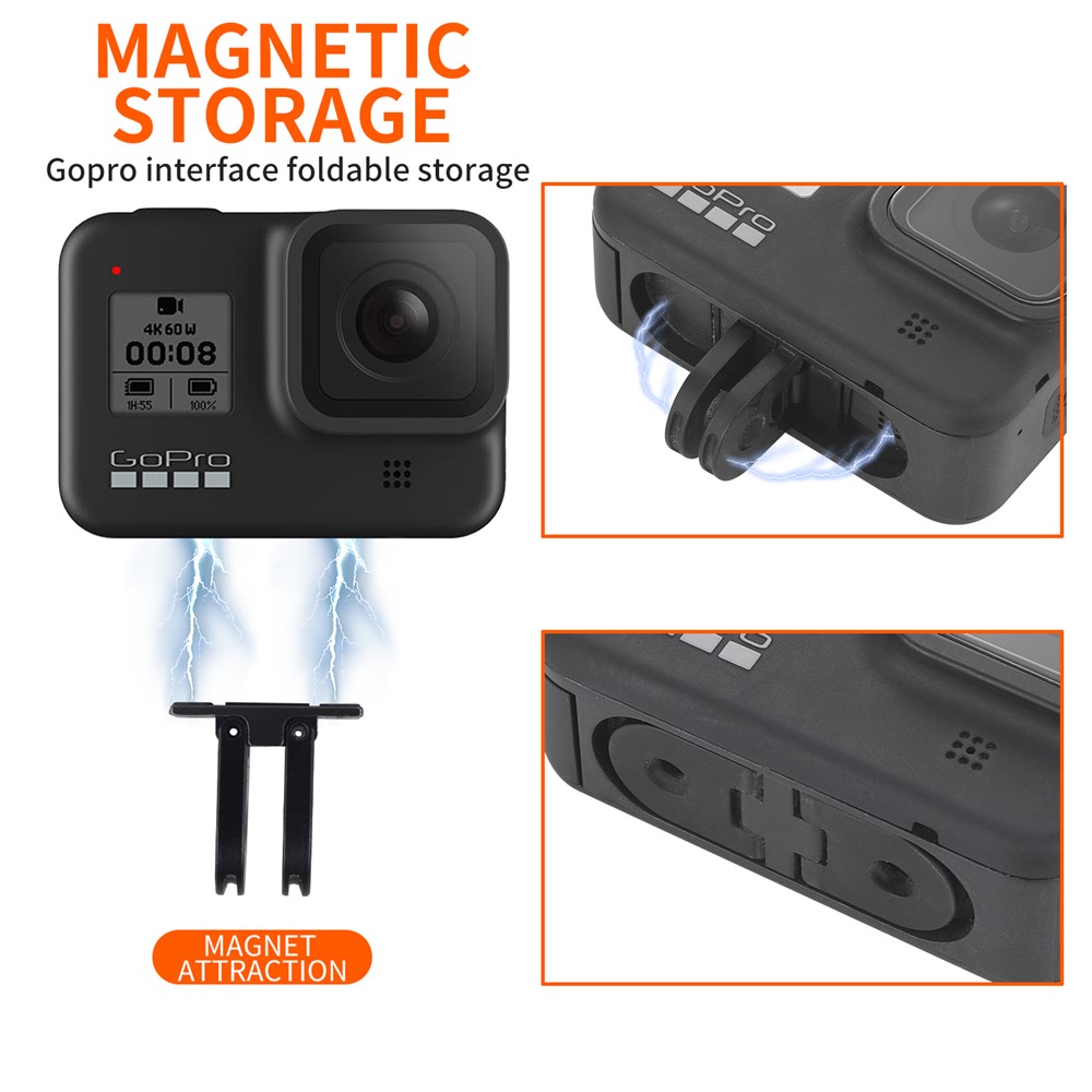 Tragbare 90-Grad-Falt-Magnetsockel Aluminiumlegierung Adapter Für Gopro Hero 9/8 / Max-3