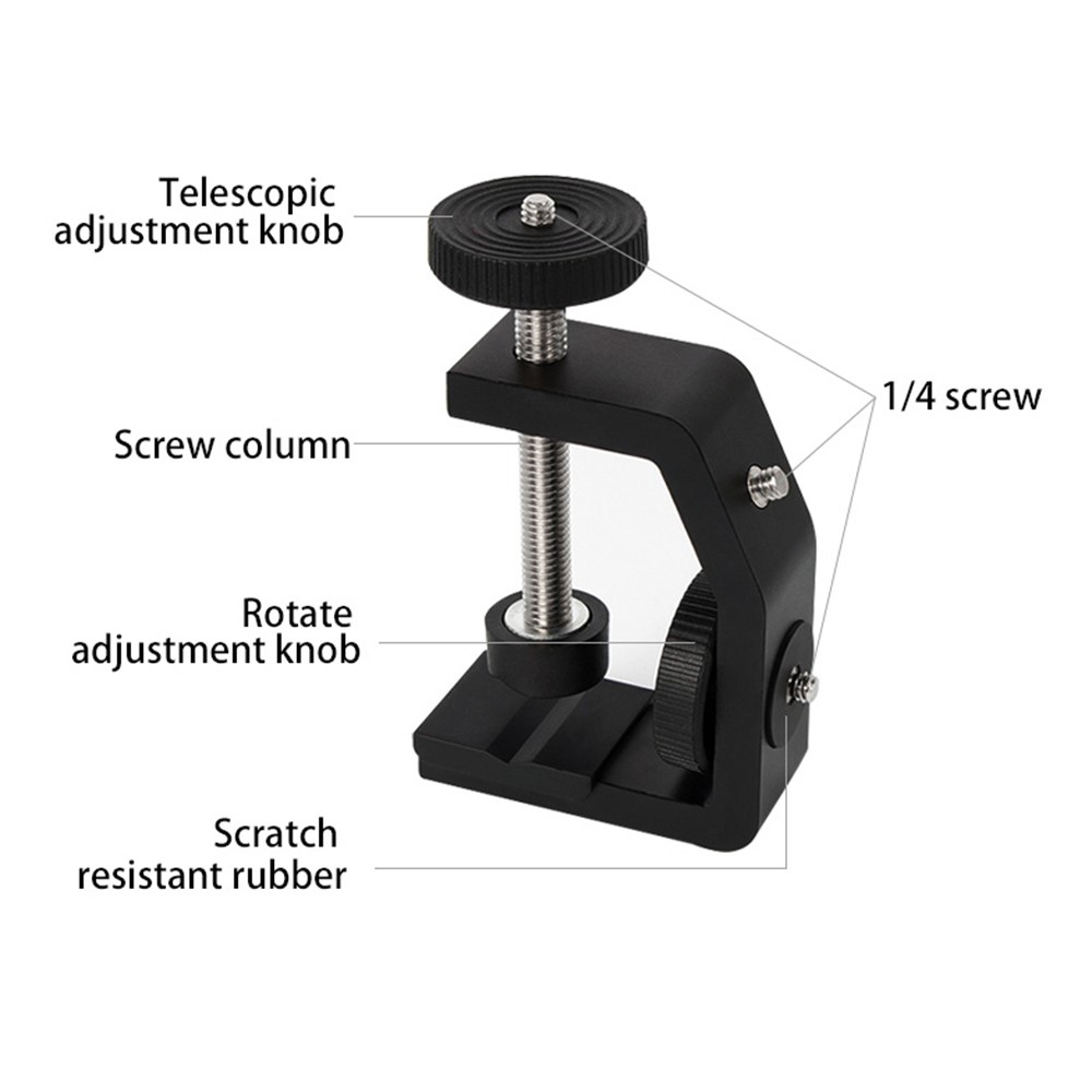BEXIN C Clamp with 1/4" Screw Adjustable Camera Mount Bracket for Photo Studio Photography DSLR Video Light, Size: L-9