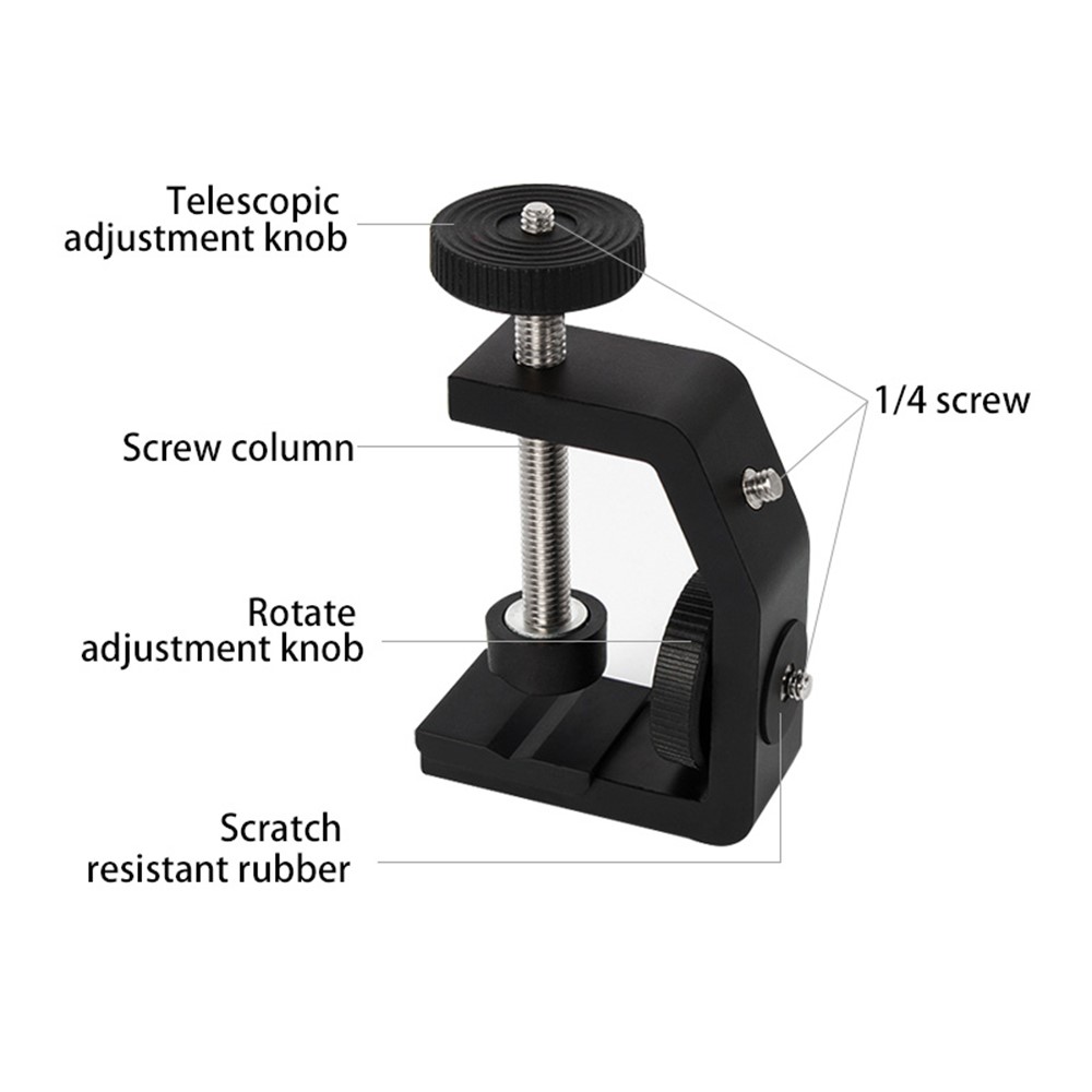 BEXIN C Clamp with 1/4" Screw Adjustable Camera Mount Bracket for Photo Studio Photography DSLR Video Light, Size: S-5