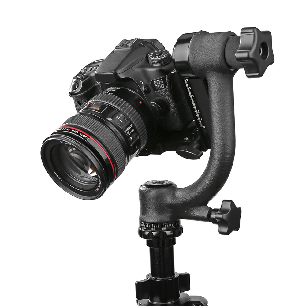 Panoramic 360 Degree Vertical Gimbal Tripod Head 1/4 inch Screw Telephoto Lens Quick Release Plate for DSLR Camera-2