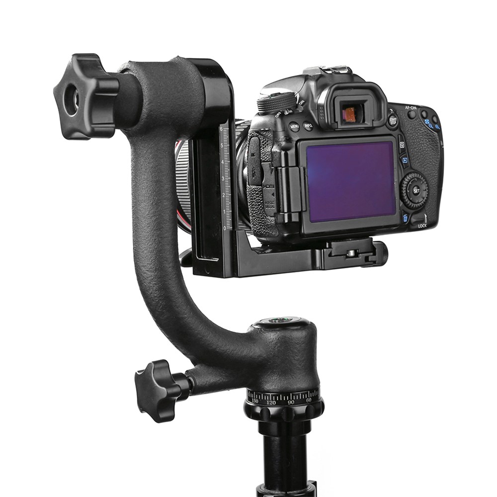 Panoramic 360 Degree Vertical Gimbal Tripod Head 1/4 inch Screw Telephoto Lens Quick Release Plate for DSLR Camera-3