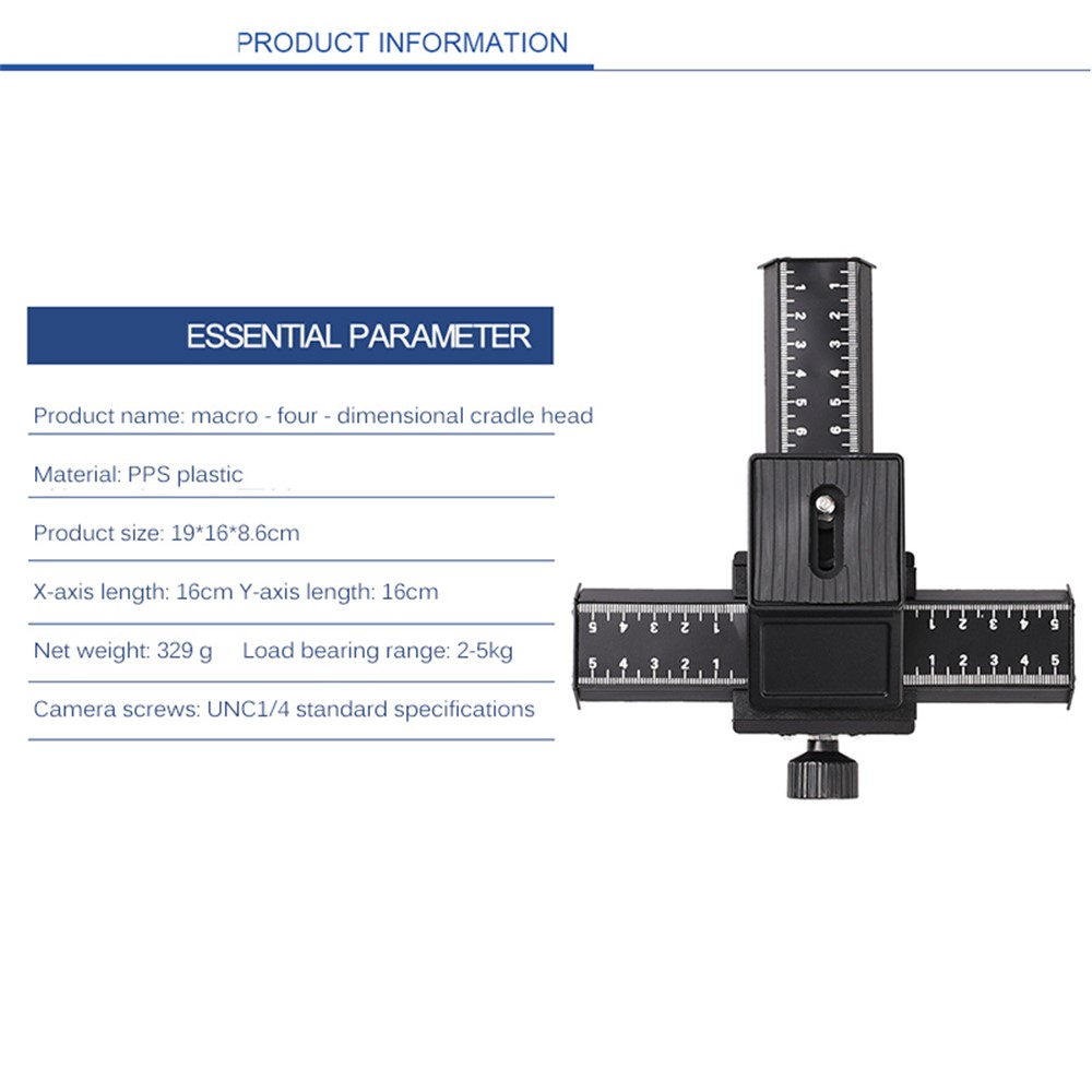 Two-Way Macro Frame Four-Dimensional Macro Tripod Head Fine-Tuning Long-Shaped Tripod Head for Macro Shooting-3