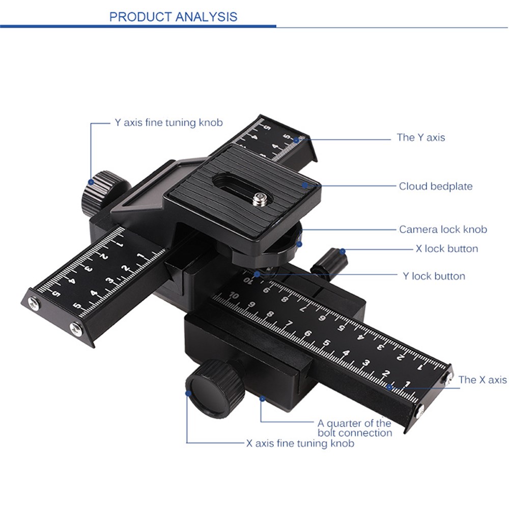 Two-Way Macro Frame Four-Dimensional Macro Tripod Head Fine-Tuning Long-Shaped Tripod Head for Macro Shooting-5