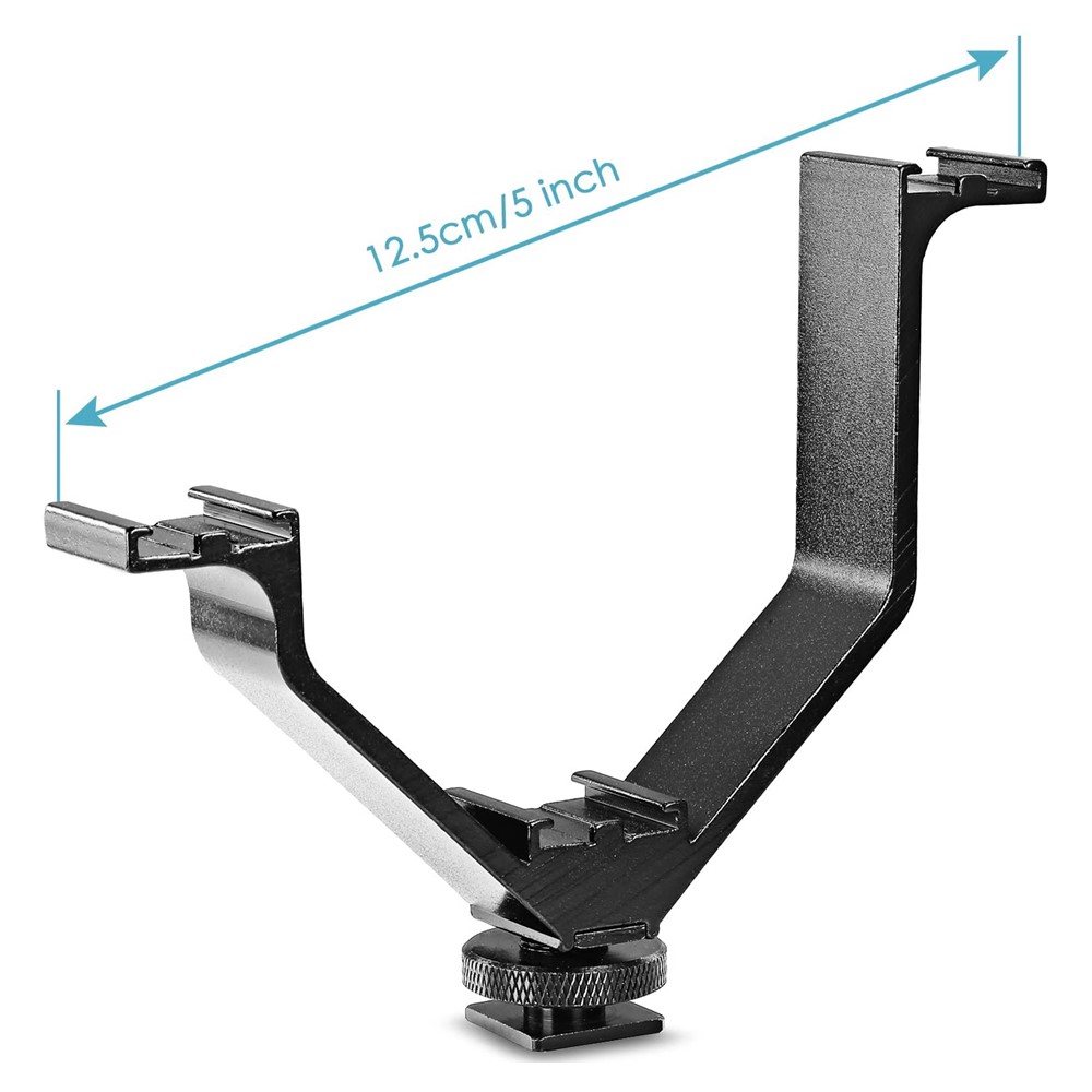Triple Hot Shoe V Type Mount Flash Bracket Holder for Video Light Speedlite Microphone Monitor on SLR Camera Camcorder-5
