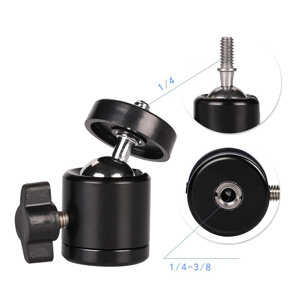 Photography Light Bracket Mini Ball Head 1/4-3/8" Screw Mount for Camera Tripod-3