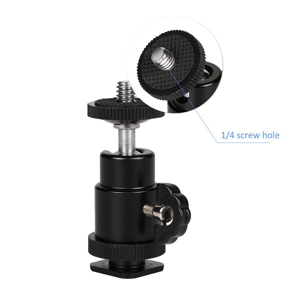 1/4" Screw Mini Hot Shoe Ball Head Flash Bracket Holder Mount for Camera Tripod-5