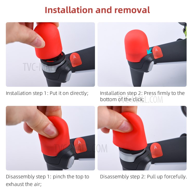 4pcs EWB8432 Motor Protective Cover Cap for DJI FPV Combo Drone Engine Dust-proof Protector - Red-8