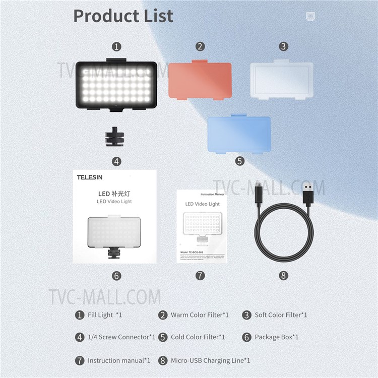 TELESIN TE-BGD-002 Vlog Fill Light LED Mini Video Lighting for GoPro Hero Insta360 Smartphone-7