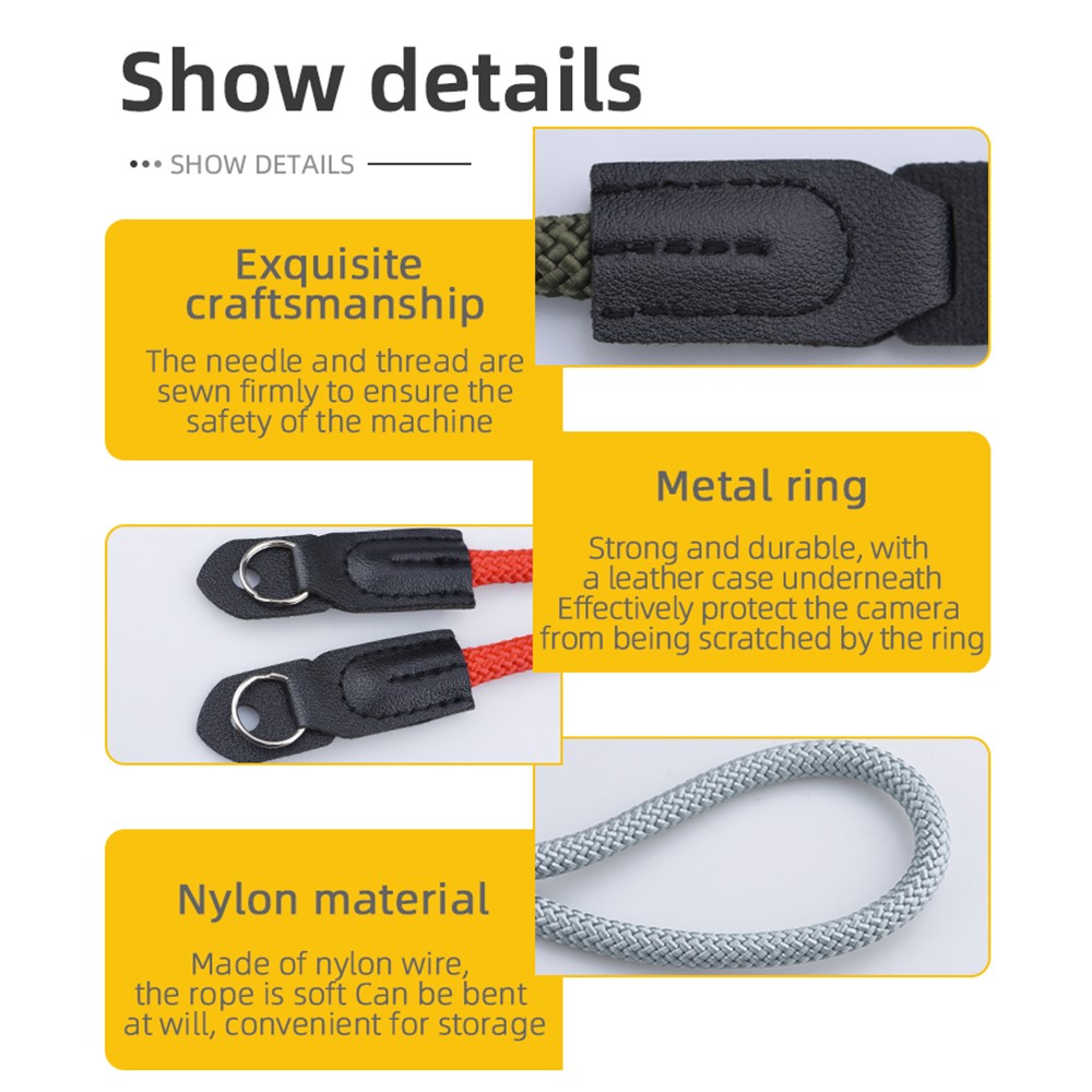 AAA6834 100cm Climbing Rope Camera Nylon Strap Lanyard SLR Camera Shoulder Strap - Black-6