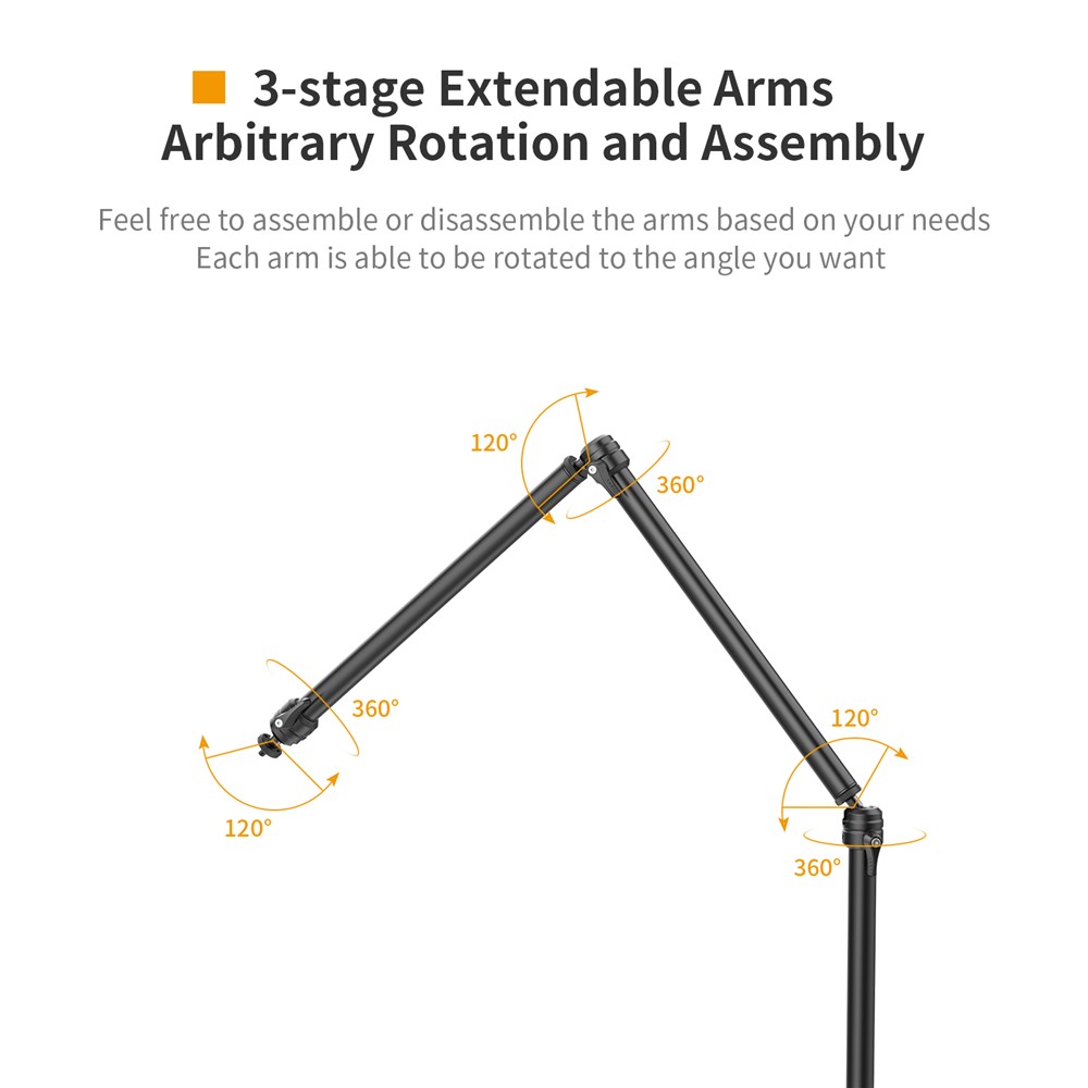 ULANZI VIJIM LS08 3-Stage Rotatable Desktop Phone Stand Live Broadcast Boom Arm Suspension Scissor Mic Holder for Smartphones/Camera/Lighting-5