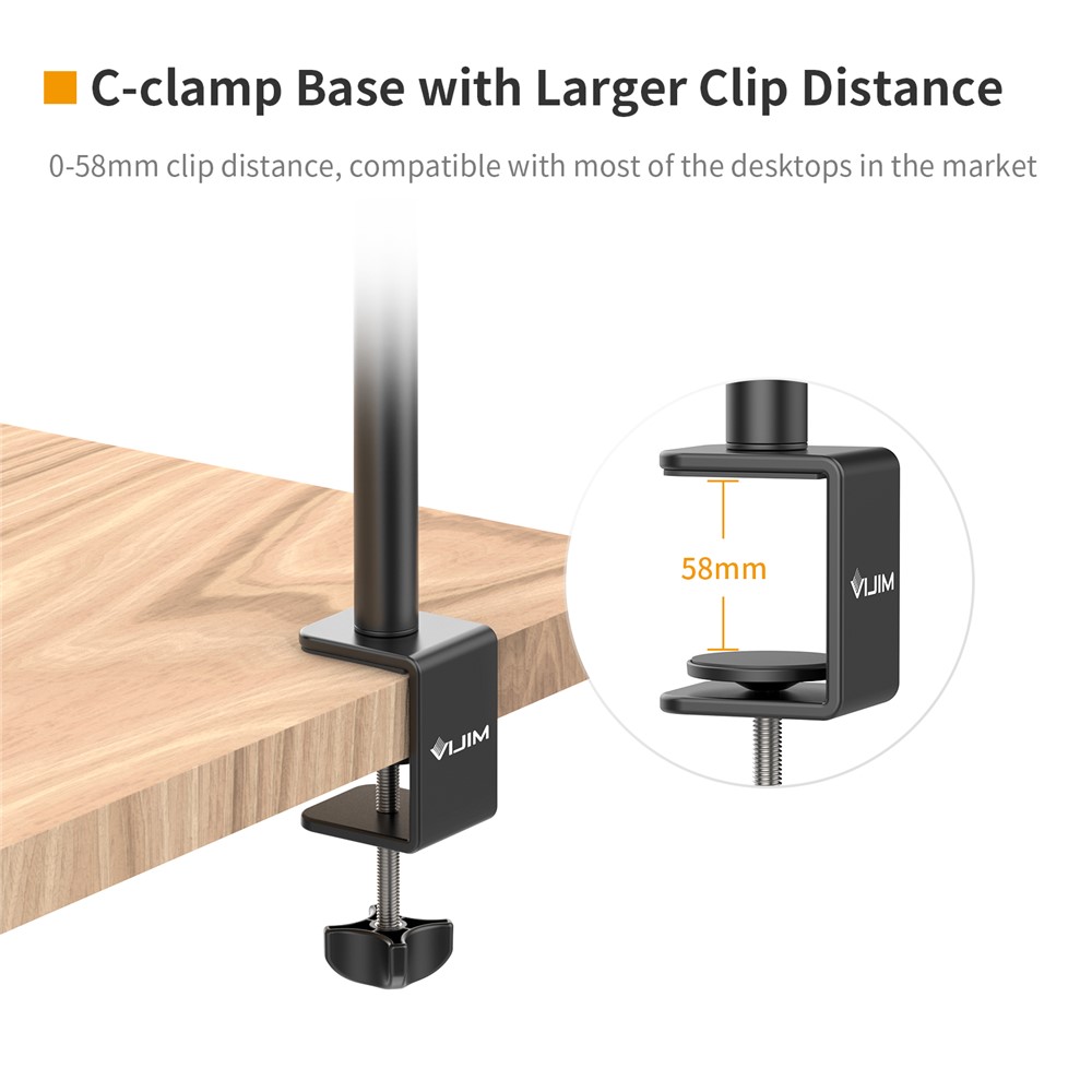 ULANZI VIJIM LS08 3-Stage Rotatable Desktop Phone Stand Live Broadcast Boom Arm Suspension Scissor Mic Holder for Smartphones/Camera/Lighting-7