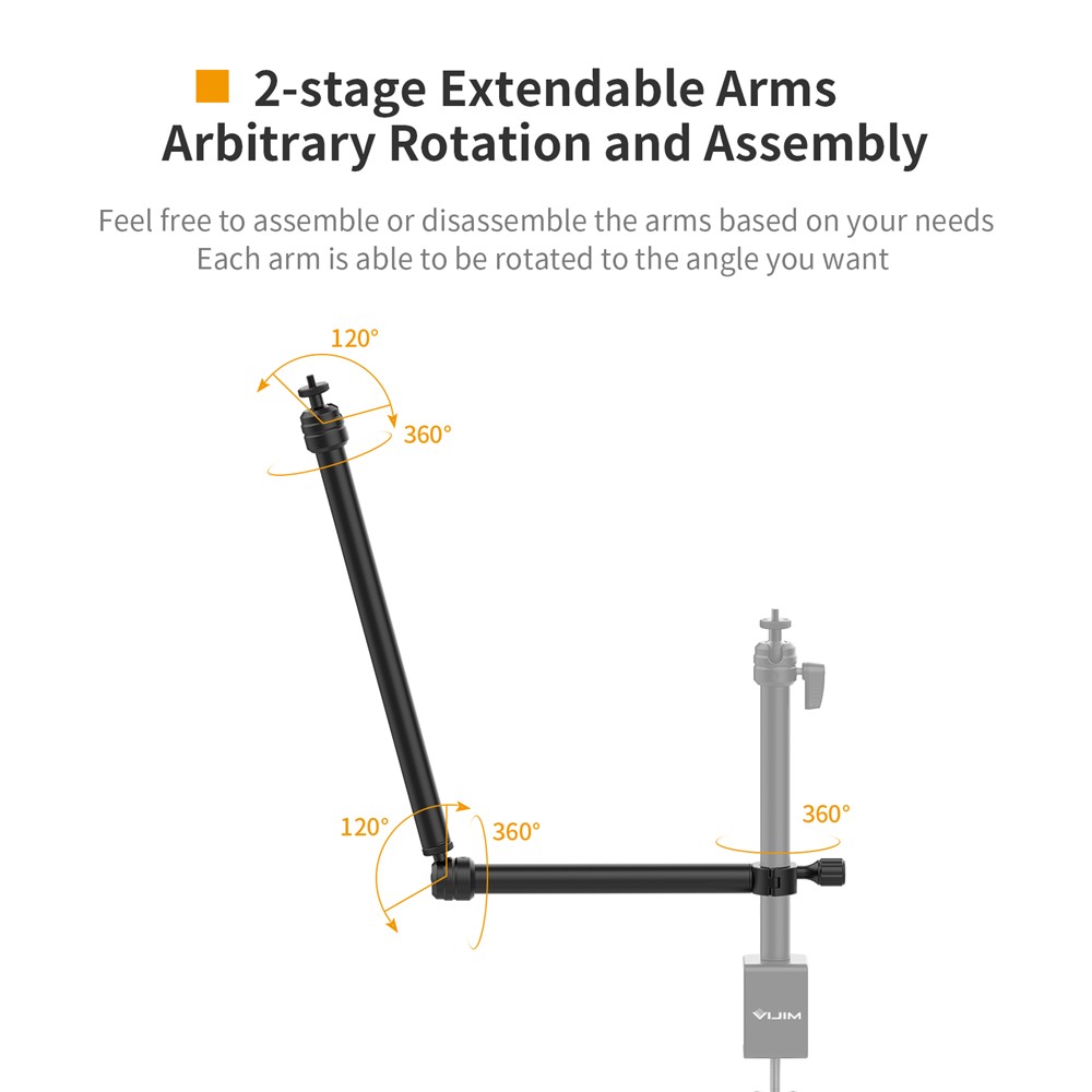ULANZI VIJIM LS04 Pipe Clamp Bracket Multi-Section Extension Flexible Arm Shooting Equipment Photography Accessories for Live-stream Lighting-5