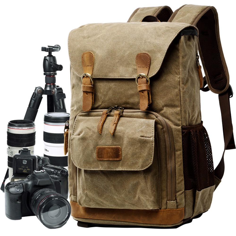 279 Large Capacity Waterproof Backpack Multipurpose SLR Camera Shoulders Bag for Men and Women - Khaki-4