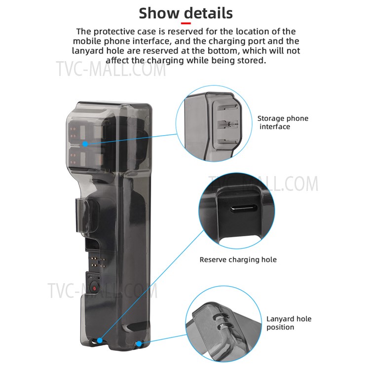 EWB8438+FL7395 Storage Box Carrying Case with Lanyard for DJI Osmo Pocket 2 Gimbal Camera-5