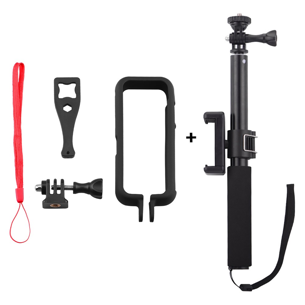 EWB8597+ZZCP5019 Protection Frame Camera Holder + Mobile Phone Selfie Stick for Insta360 ONE X2-6