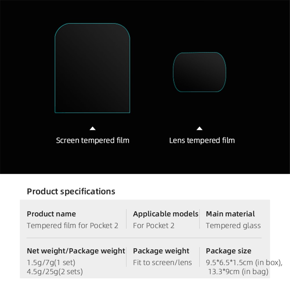 EWB8252_2 Zwei Sätze Kamera -objektiv Schutzfilm Temperiertes Glasschildschirm -beschützer Kamerazubehör Für DJI Osmo Pocket 2