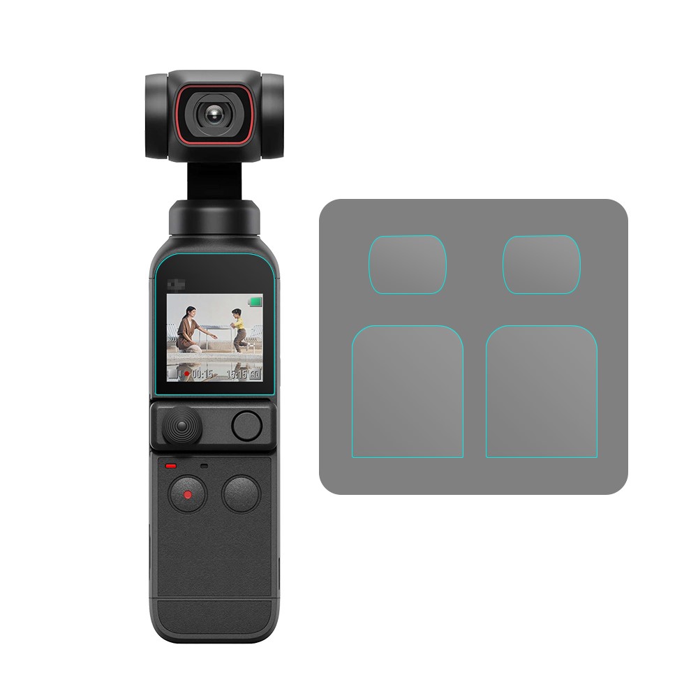 EWB8252_2 Two Sets Camera Lens Protective Film Tempered Glass Screen Protector Camera Accessories for DJI OSMO Pocket 2-8