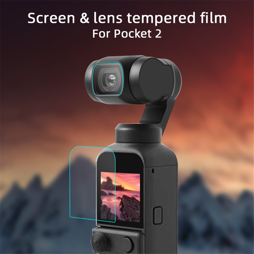 EWB8251_1 Camera Lens Protective Film 1 Set Tempered Glass Screen Protector Camera Accessories for DJI OSMO Pocket 2-4