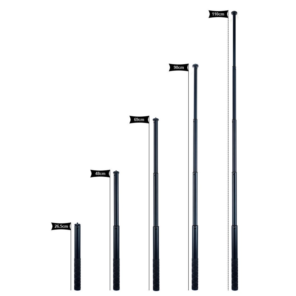 1.1m Aluminum Alloy Extension Rod Retractable Selfie Stick Handle with 1/4 inch Screw for Insta 360 One X 1 - Black-4