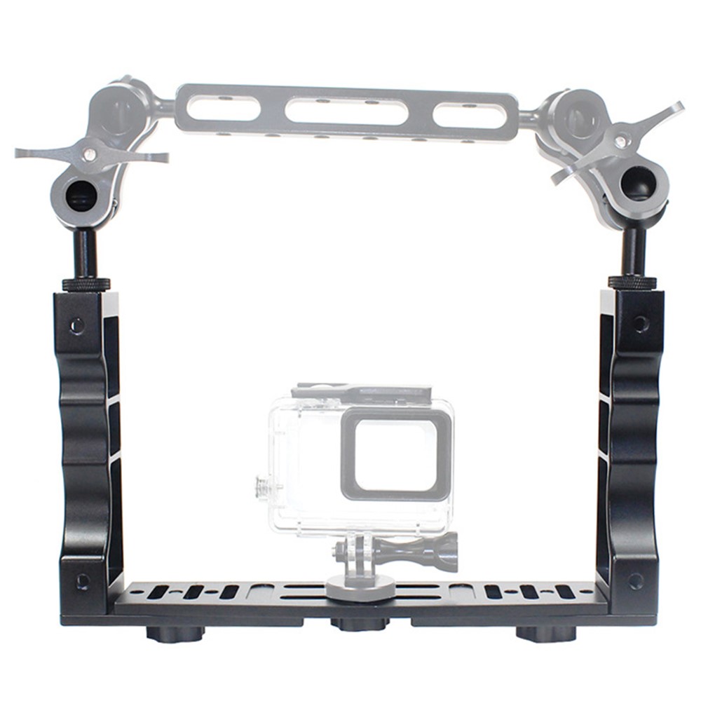 KF22567 For GoPro Xiaoyi Yi CNC Aluminum Alloy Dual Handle Bracket Adjustable Stand for Fill Light Diving Equipment-1