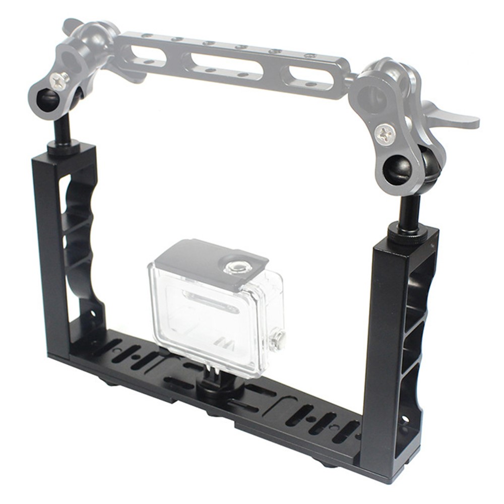 KF22567 For GoPro Xiaoyi Yi CNC Aluminum Alloy Dual Handle Bracket Adjustable Stand for Fill Light Diving Equipment-3