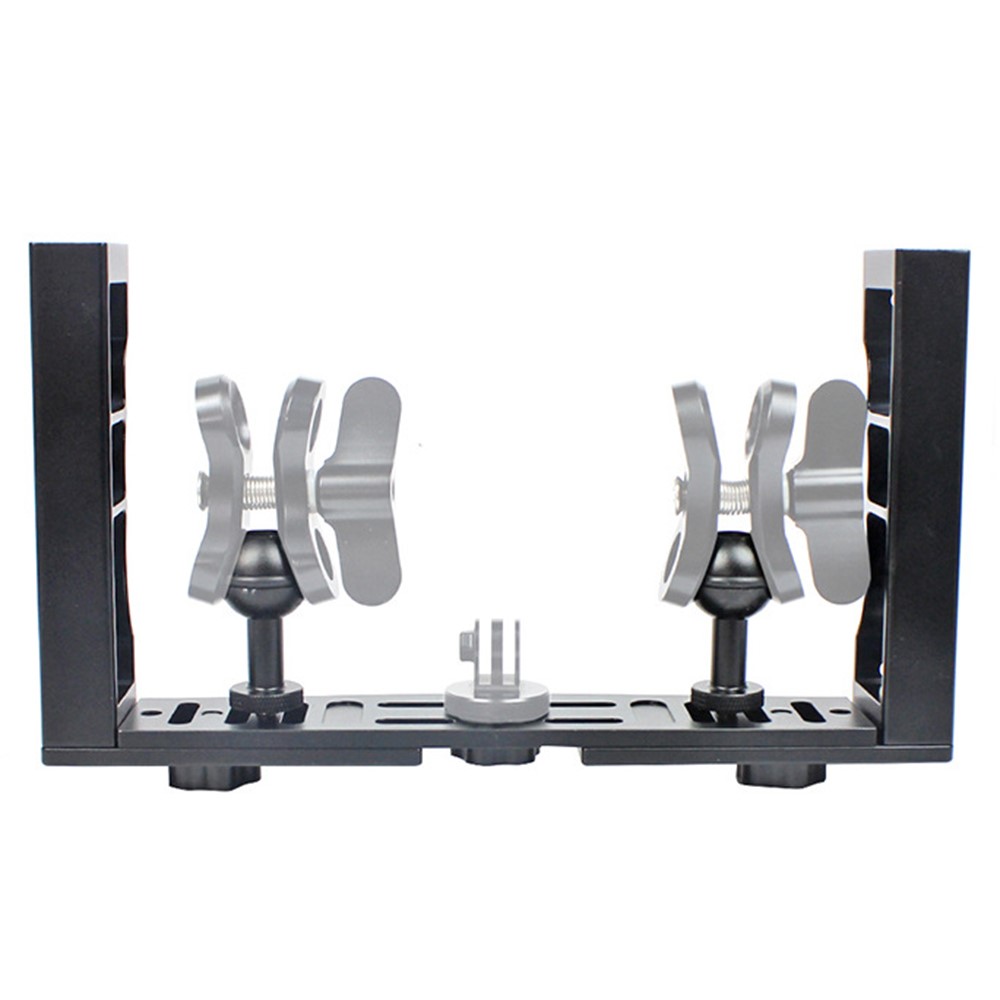 KF22567 For GoPro Xiaoyi Yi CNC Aluminum Alloy Dual Handle Bracket Adjustable Stand for Fill Light Diving Equipment-4