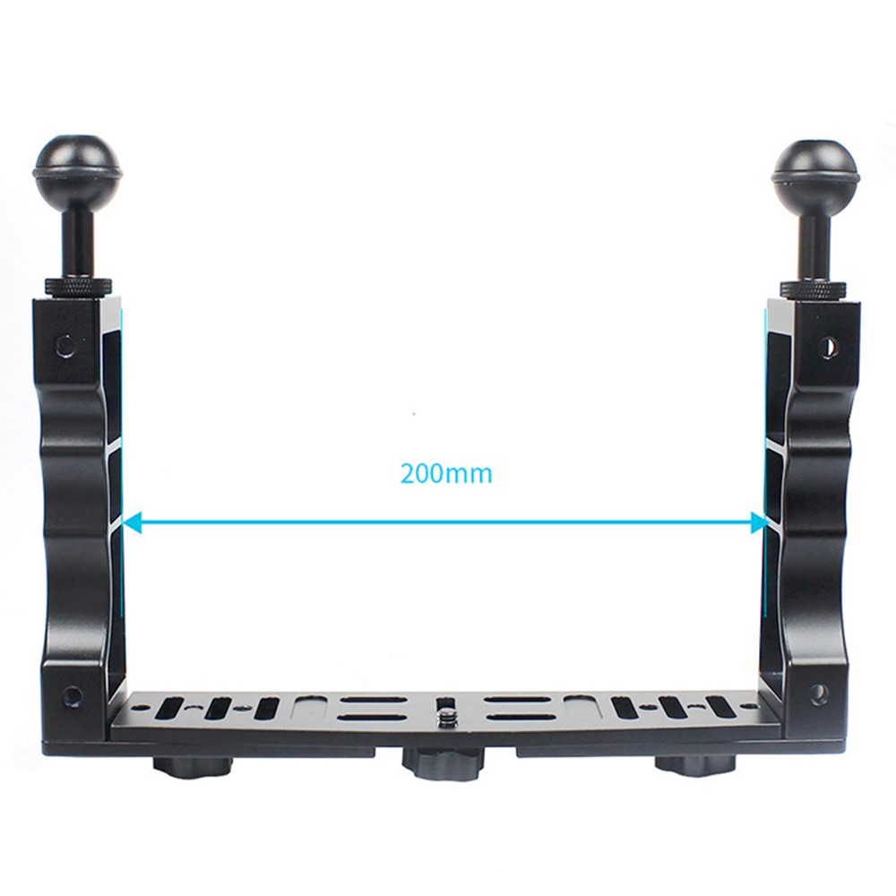 KF22567 For GoPro Xiaoyi Yi CNC Aluminum Alloy Dual Handle Bracket Adjustable Stand for Fill Light Diving Equipment-9
