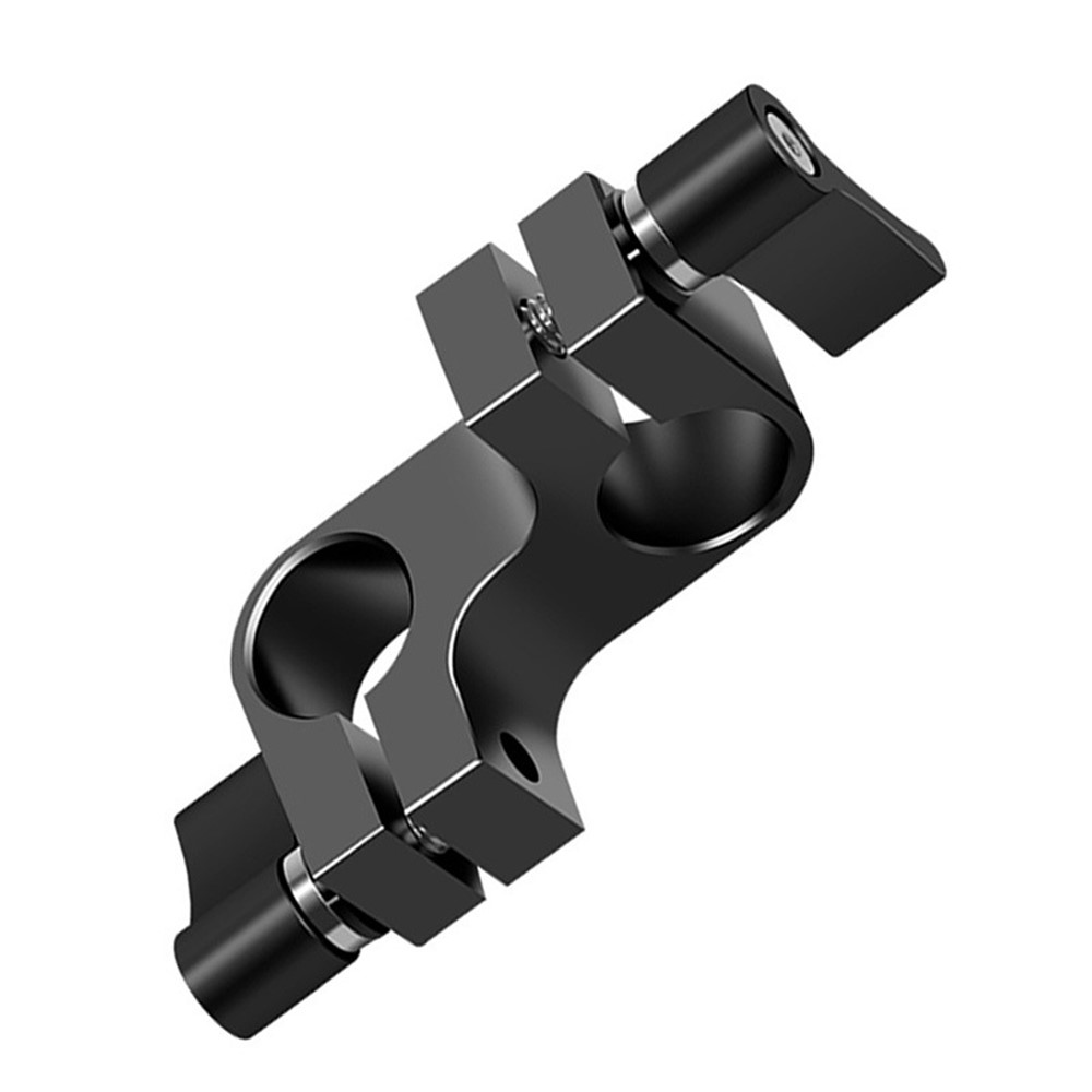 F43555 90 Degrees 15mm Dual Hole Tube Clip Rod Clamp Adapter DSLR Camera Photography Accessories - Black-1
