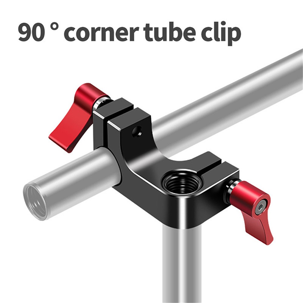 F43555 90 Degrees 15mm Dual Hole Tube Clip Rod Clamp Adapter DSLR Camera Photography Accessories - Black-2
