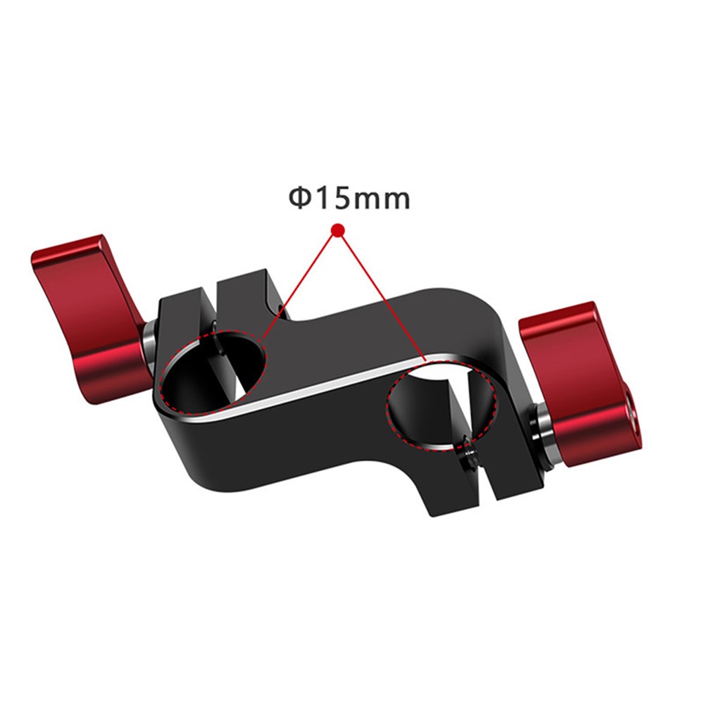 F43555 90 Degrees 15mm Dual Hole Tube Clip Rod Clamp Adapter DSLR Camera Photography Accessories - Black-4